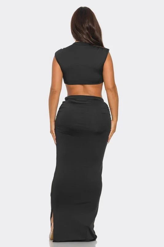 Soul Mate Cutout Skirt Set (Black)