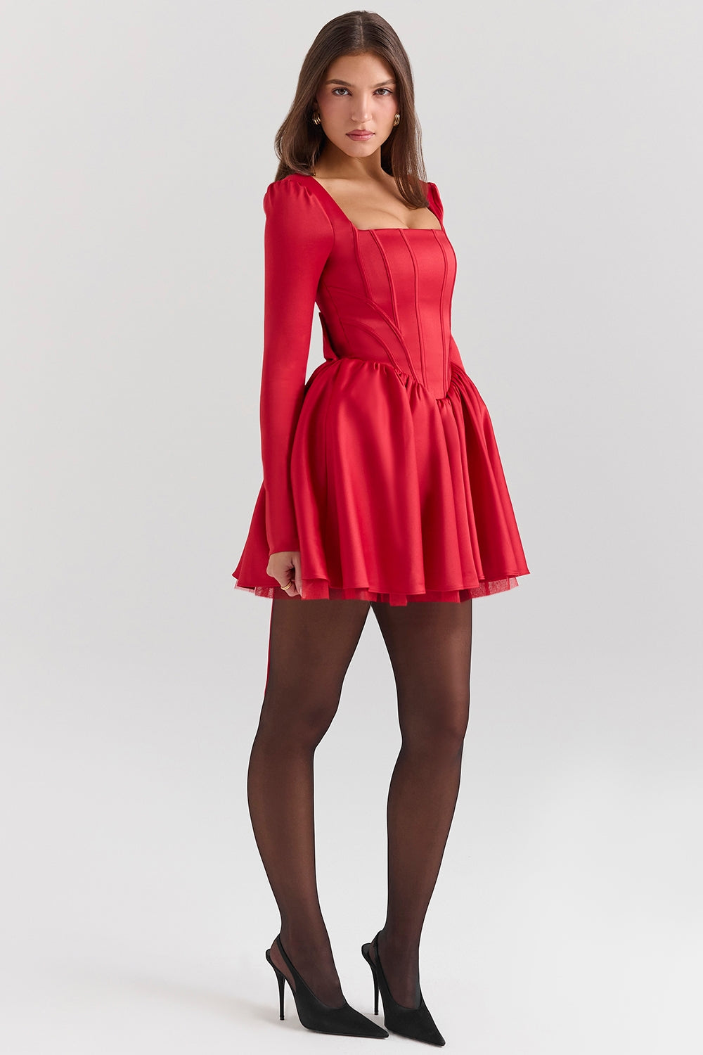 holly red removable bow tulle mini dress - sale