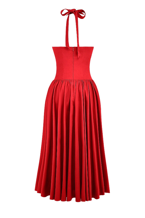 scarlet halter midi dress