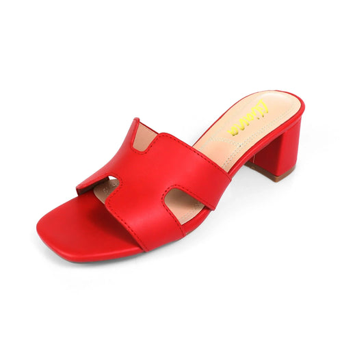 Elena Luxe Block Heel Sandals- Red