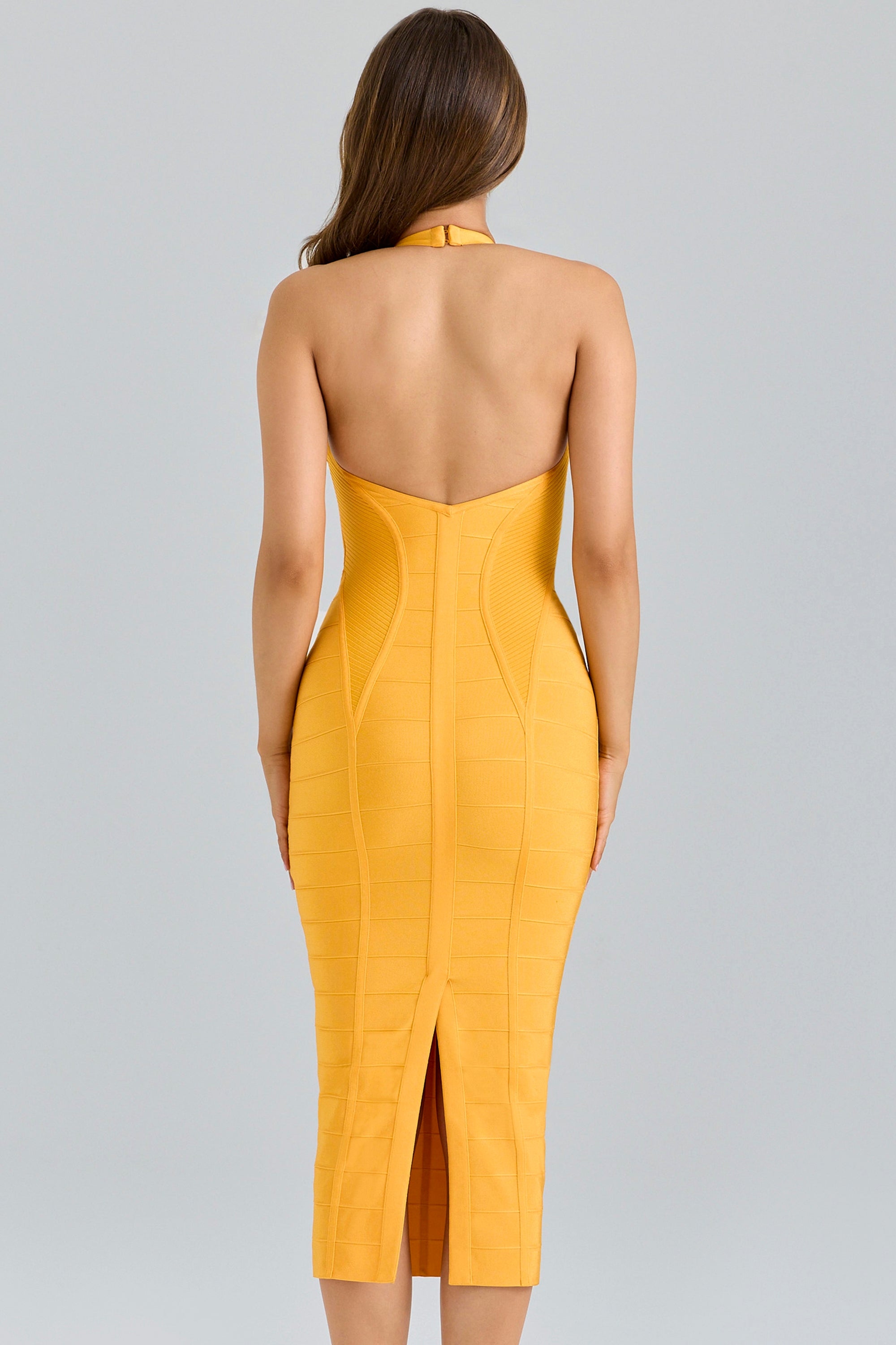 orange sherbet midi bandage dress