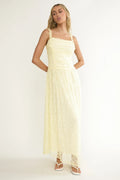 Dahlin Frill Strap Lace Overlay Maxi Dress Butter