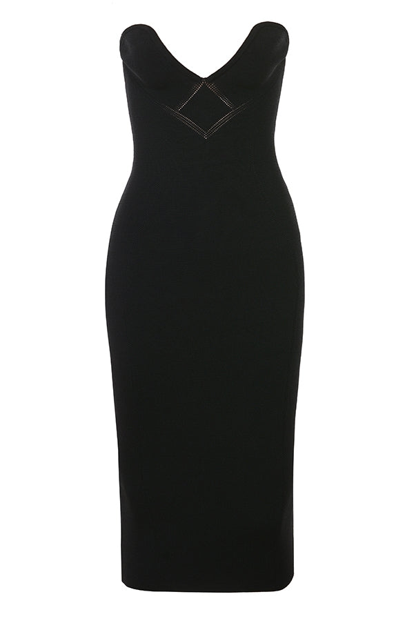 black strapless midi dress - sale