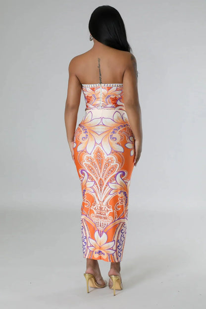 Flirty Date Skirt Set (Orange)