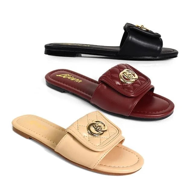 Kendry Charm Slip-On Sandals Burgundy