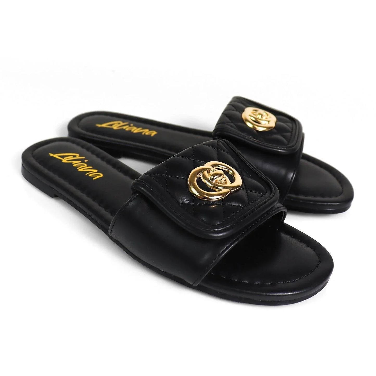 Kendry Charm Slip-On Sandals Black