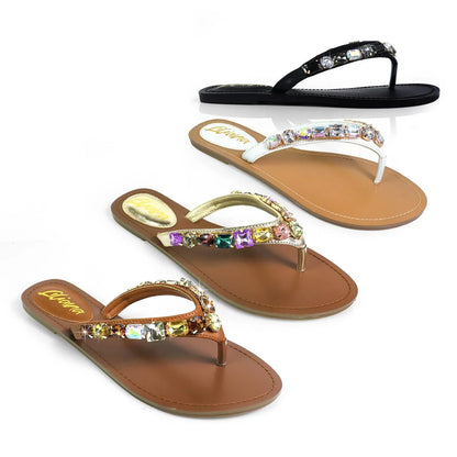 Glam Marlo 256 Crystal Flat Sandals White shoes
