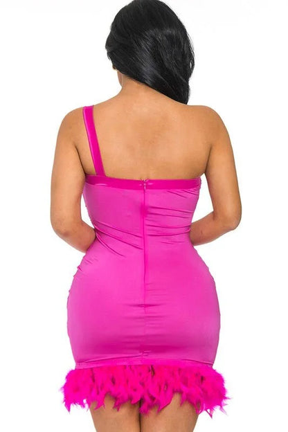 Glamour Hot Pink Mini Dress with Stretch Fit