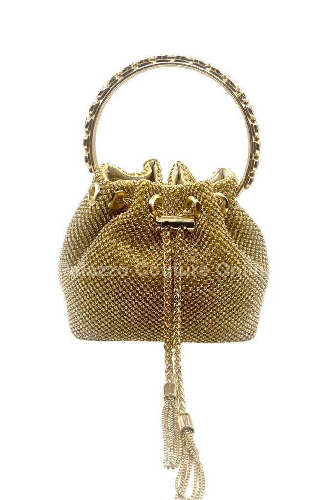 Glowing Moments Gold Rhinestone Handbag with Chain Strap