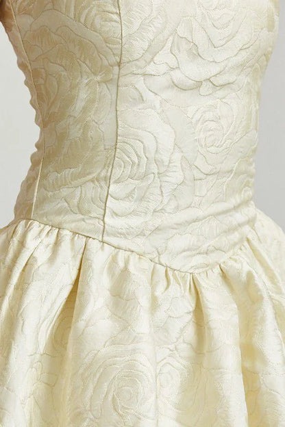 Golden Rose Jacquard Mini Dress - Champagne