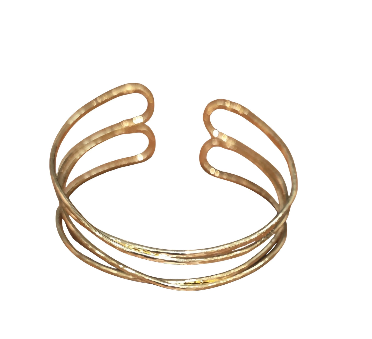 Golden Waves Gold Cuff Bracelet with Sculptural Open Design