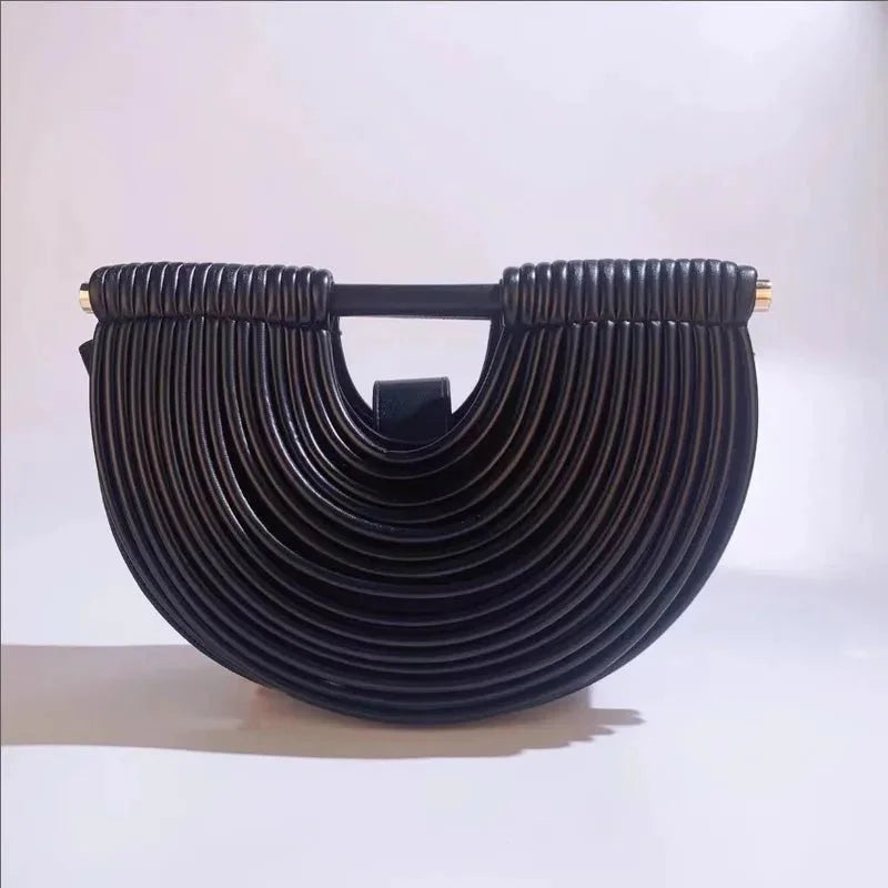 Half-Moon Textured Crossbody Bag (Black)