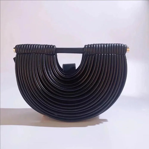 Half-Moon Textured Crossbody Bag (Black)