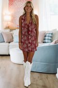 Cherry Vines Top and Skort Set - Burgundy