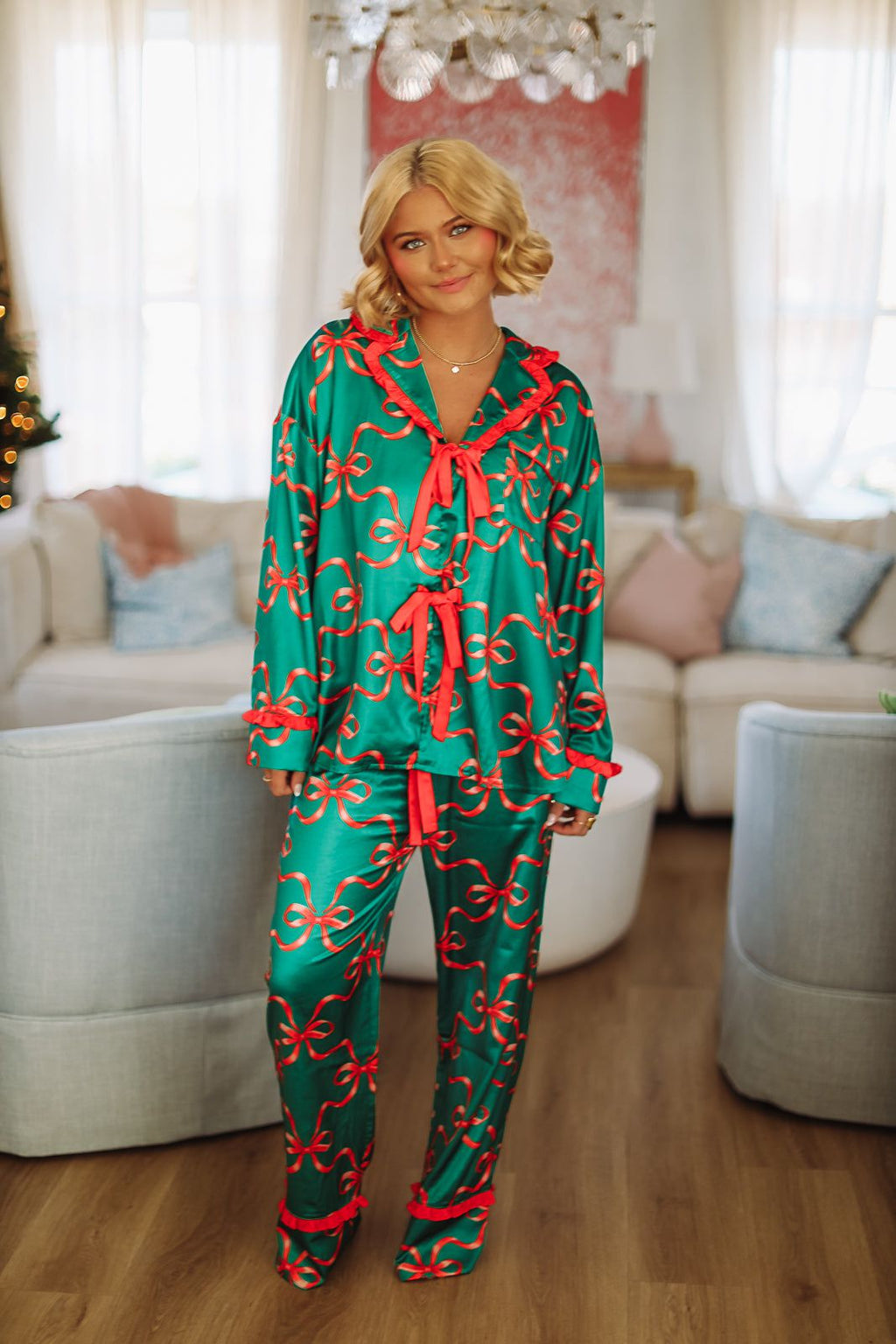 Christmas Present Pants and Top Pajama set - Green and Red