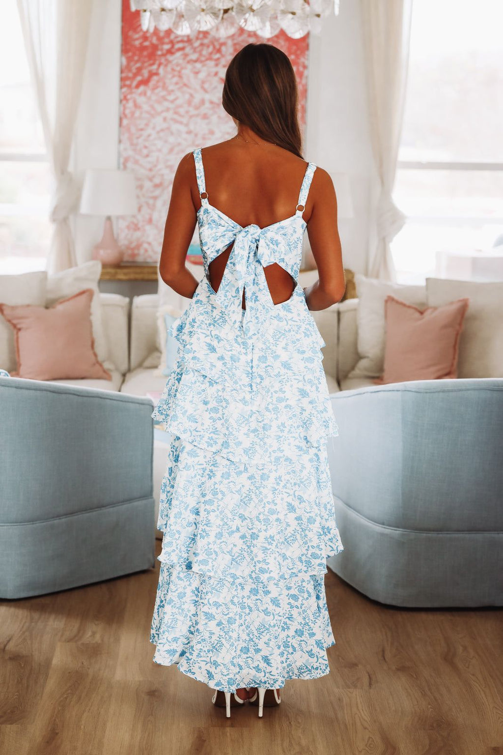 In A Romance Maxi Dress - Blue and White