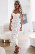 She's Stunning Floral Midi Dress  - White