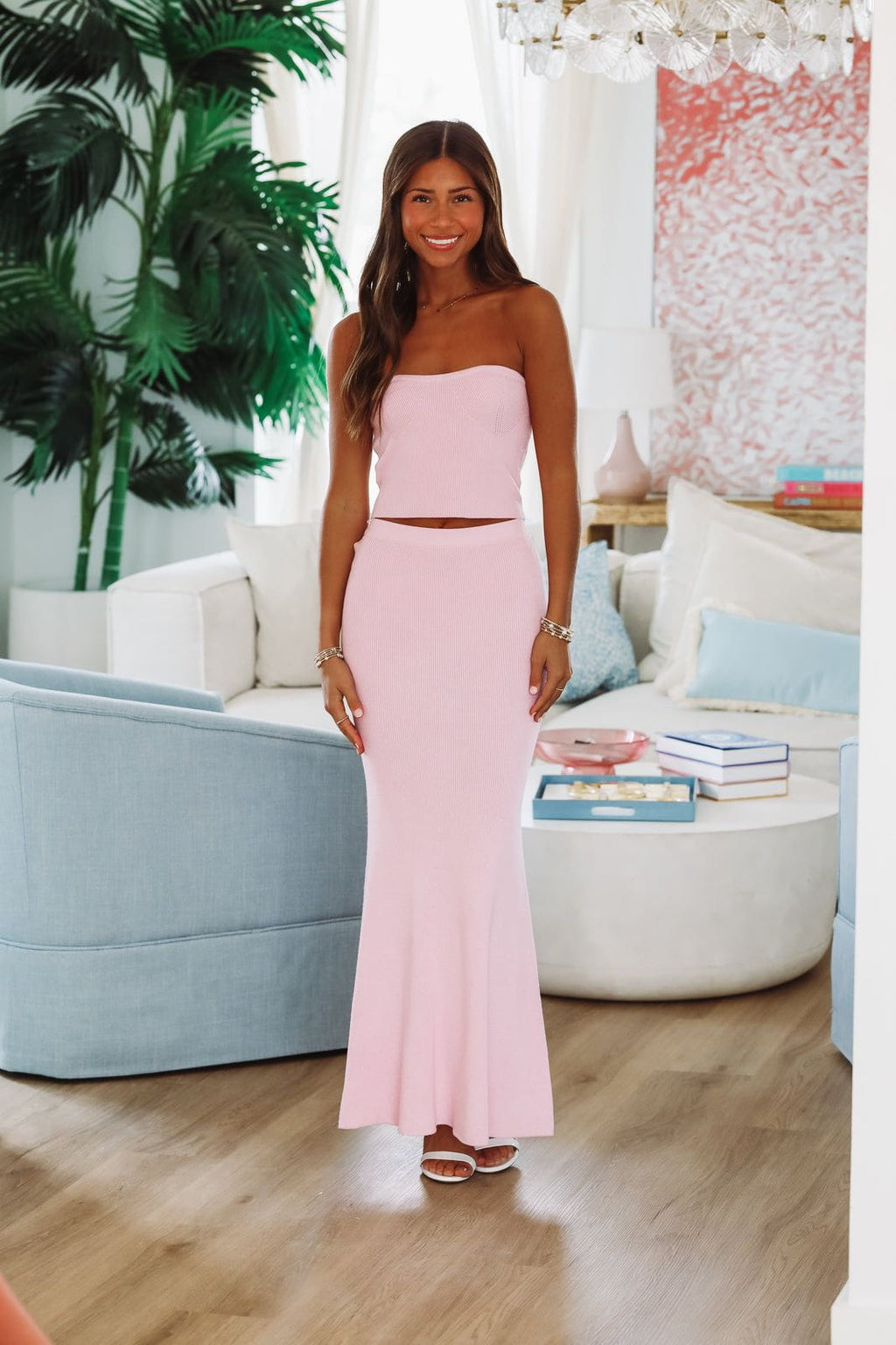 Summer Of Me Crop Top and Maxi Skirt Two Piece Set - Pink (FINAL SALE)