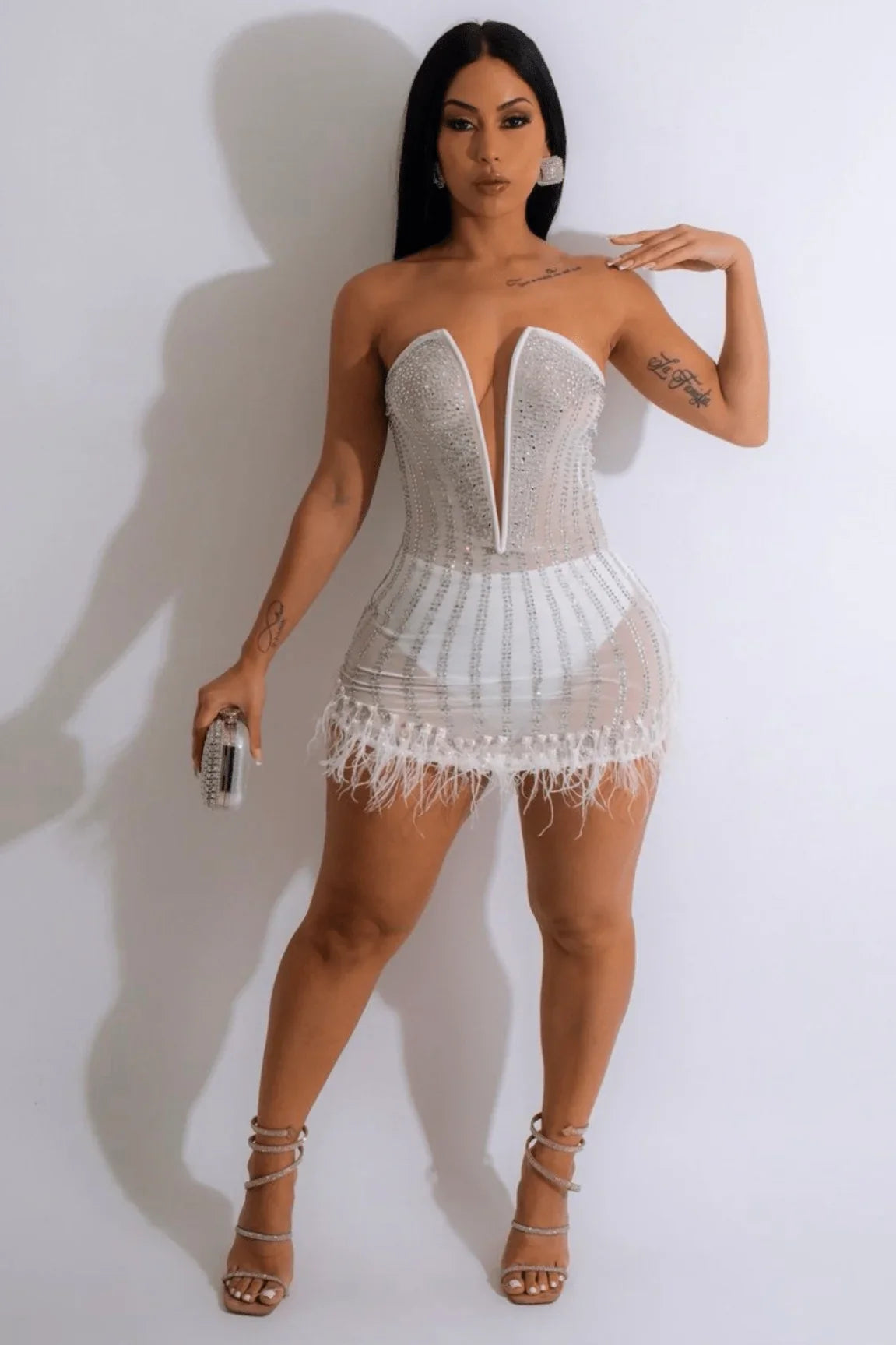 Head-Turningly Pretty Mini Dress(White)