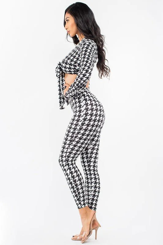 I Said So Pant Set with Houndstooth Print