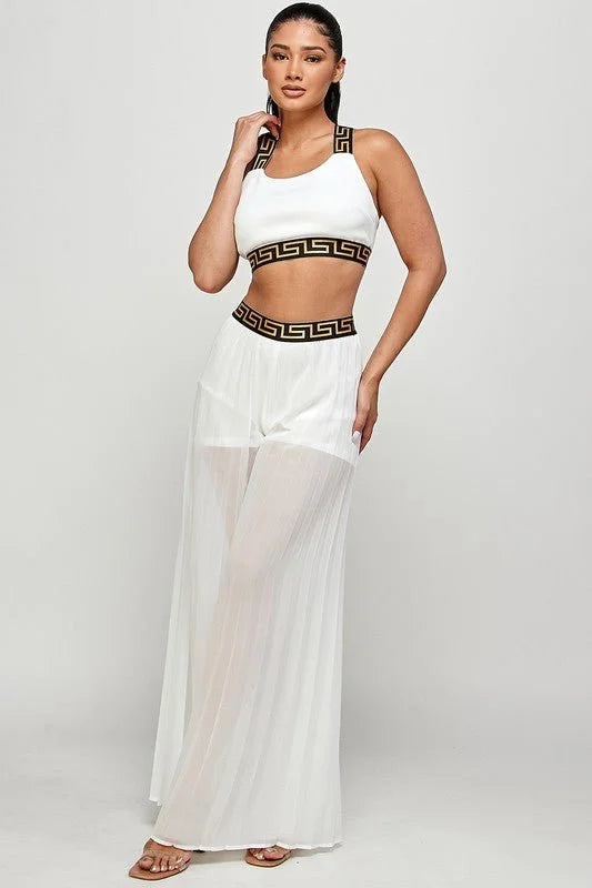 Kalira Palazzo Pants Set white