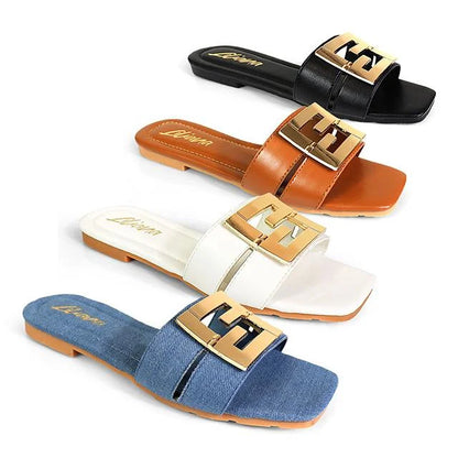 Kyra Signature Flat Sandals Denim