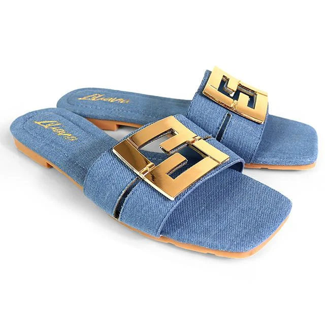 Kyra Signature Flat Sandals Denim