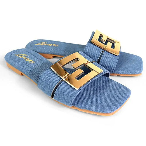 Kyra Signature Flat Sandals Denim
