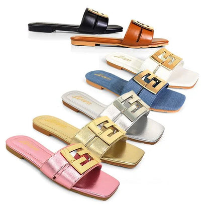 Kyra Signature Flat Sandals Silver