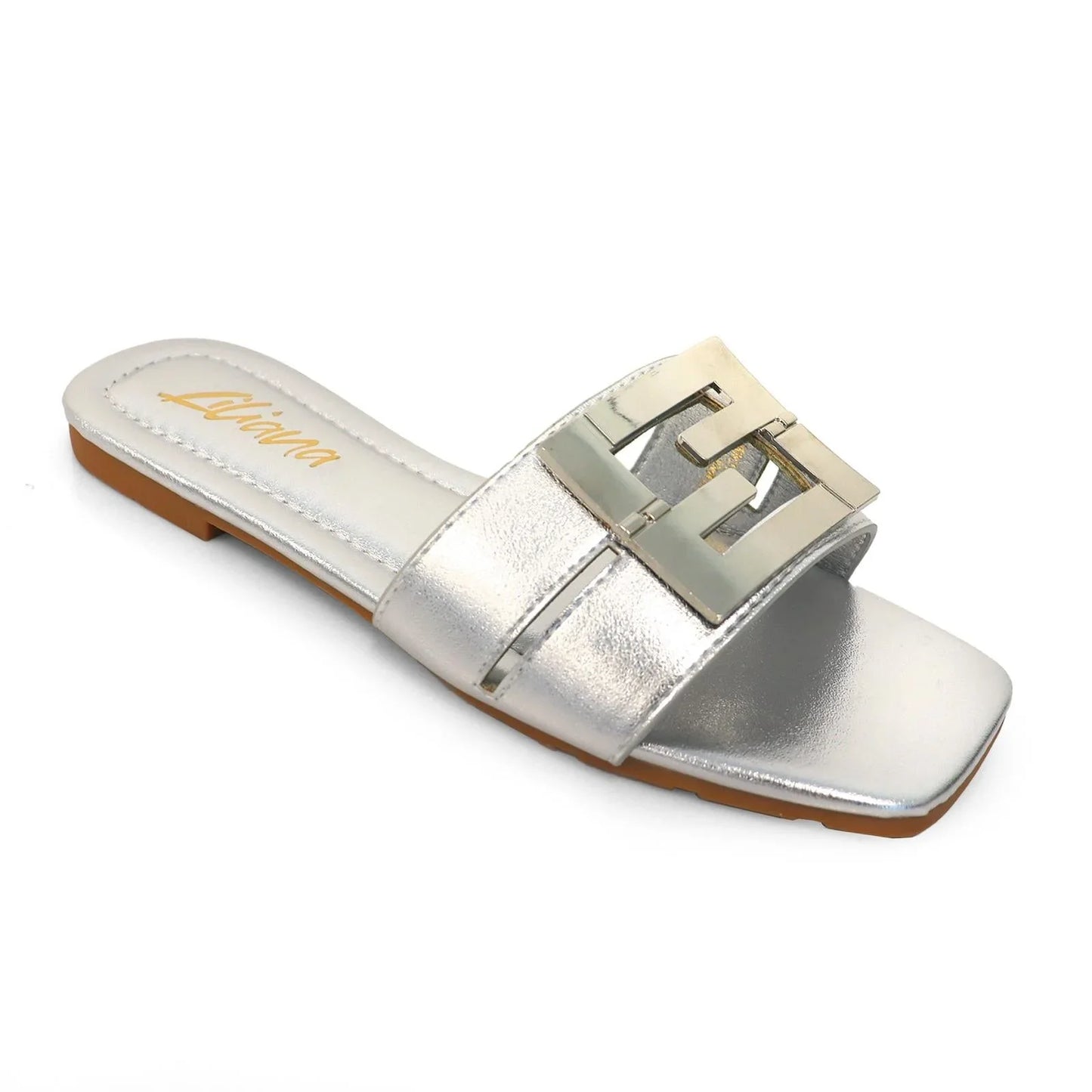 Kyra Signature Flat Sandals Silver