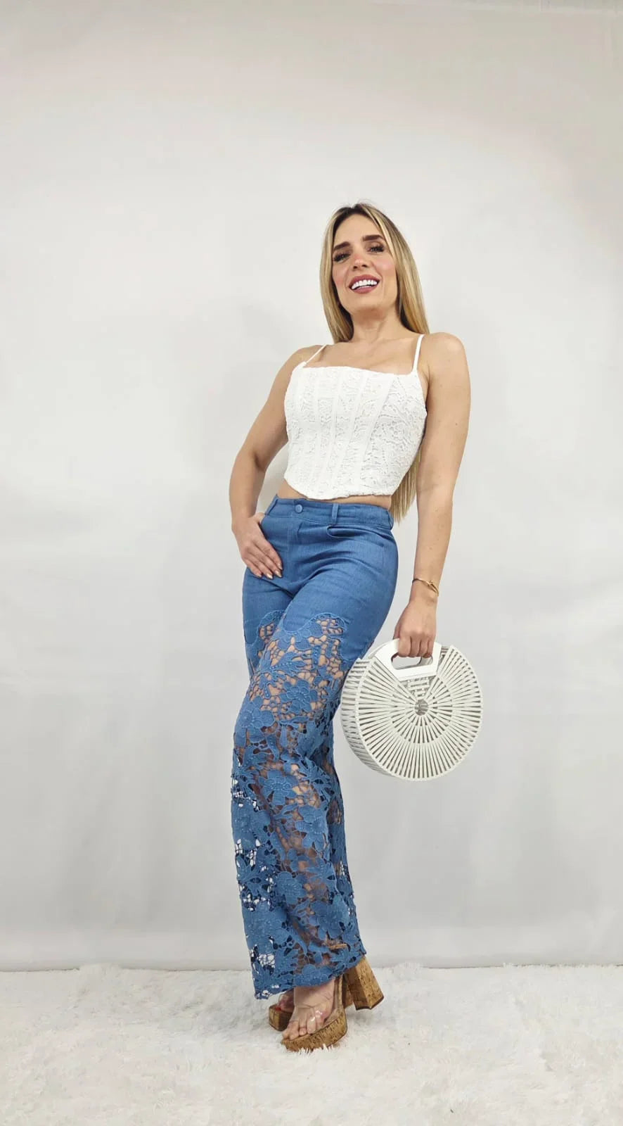 Lace Elegance Two-Piece Pant Set