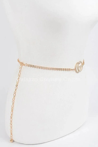 CG Logo Rhinestone Dainty Chain Belt (Gold)