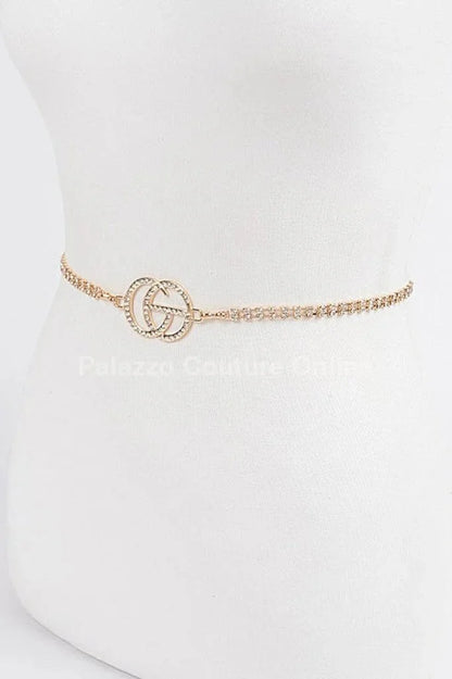 CG Logo Rhinestone Dainty Chain Belt (Gold)