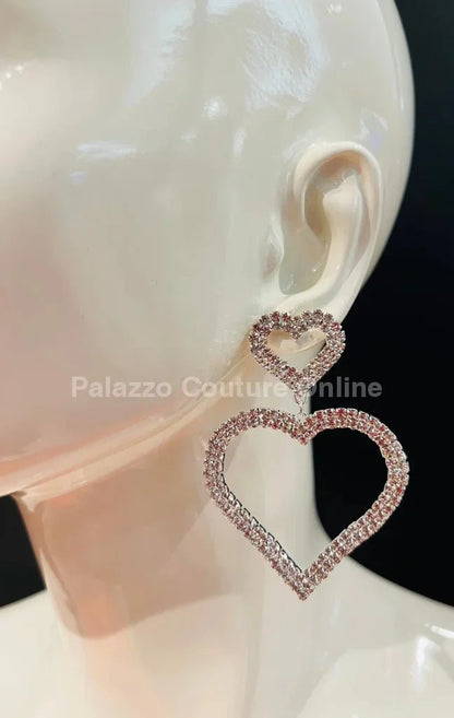 Love Heart Earring Hanging Hearts (Silver)