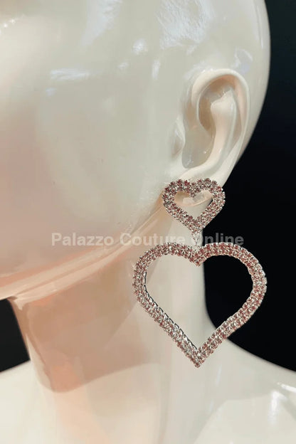 Love Heart Earring Hanging Hearts (Silver)