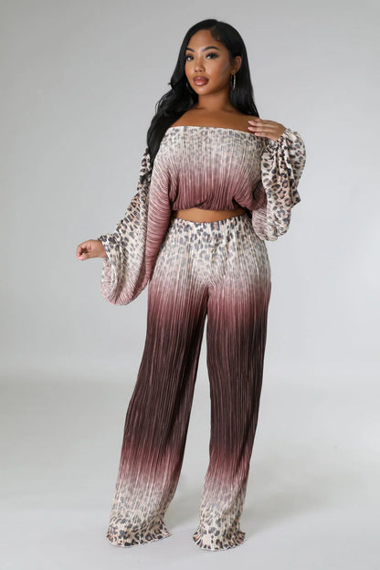 Love You A Latte Ruched Pant Set with One Shoulder Top