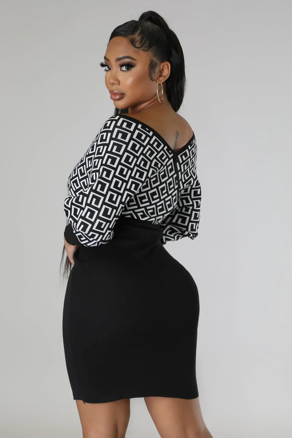 Lumina Babe Knit Midi Dress with Off-Shoulder V Neck