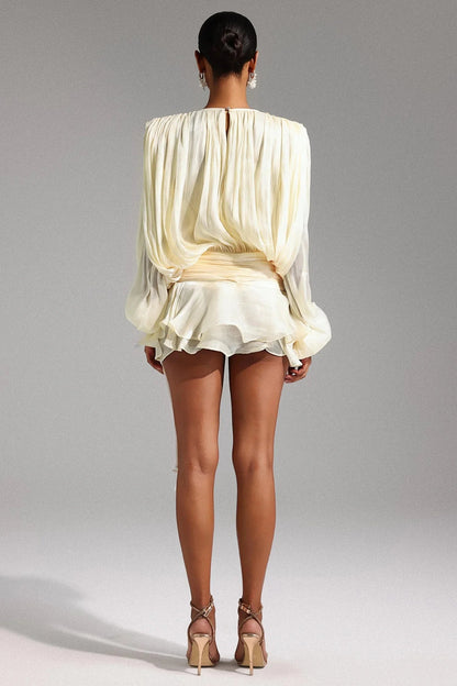 Lumière Drape Luxe Shorts Set - Tan