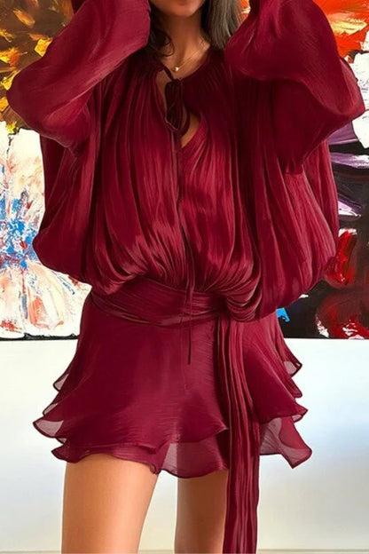 Lumière Drape Luxe Shorts Set - Wine