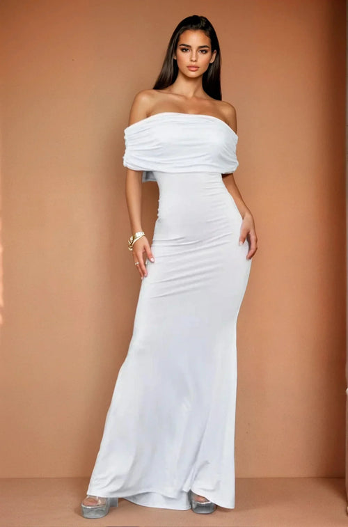 Luna Muse Off-Shoulder Maxi Dress - White