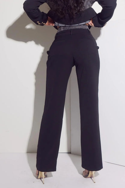 Luxe Denim Contrast Blazer & Pants Set Black Grey Wash