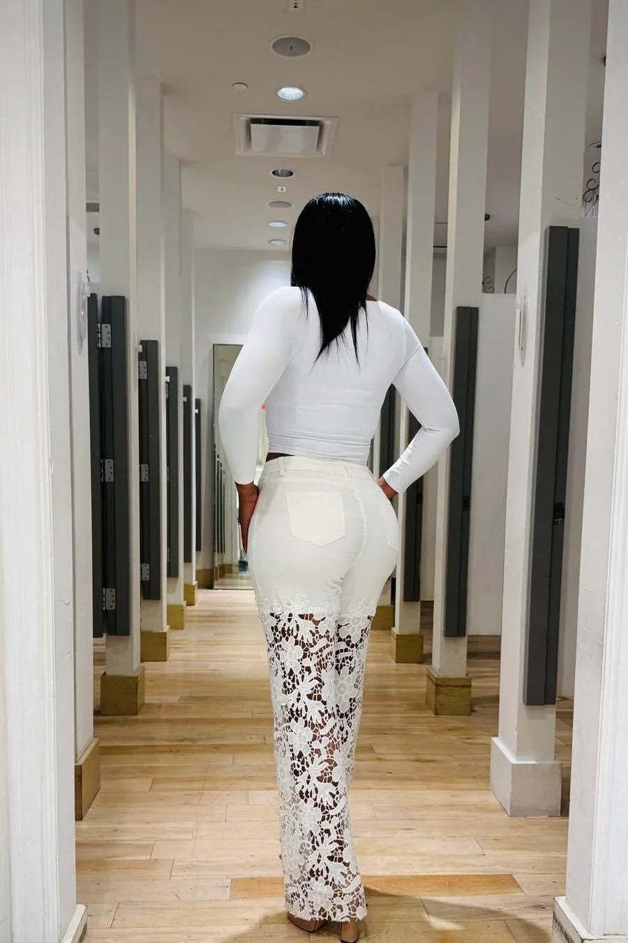 Luxe Floral Lace Stretch Pants