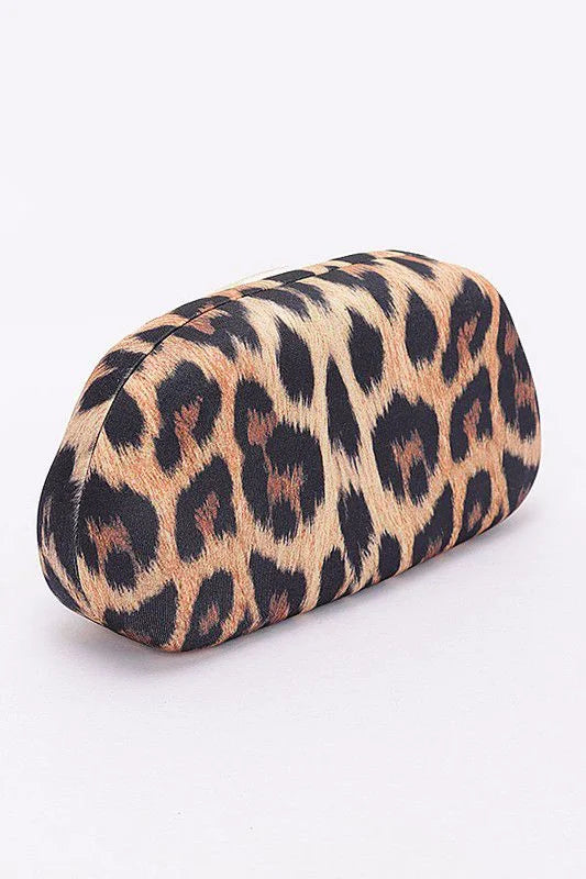 Luxe Metal Handle Case Clutch - Leopard