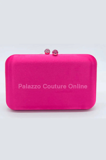 Luxe Silk Pink Evening Clutch with Rhinestone Detail
