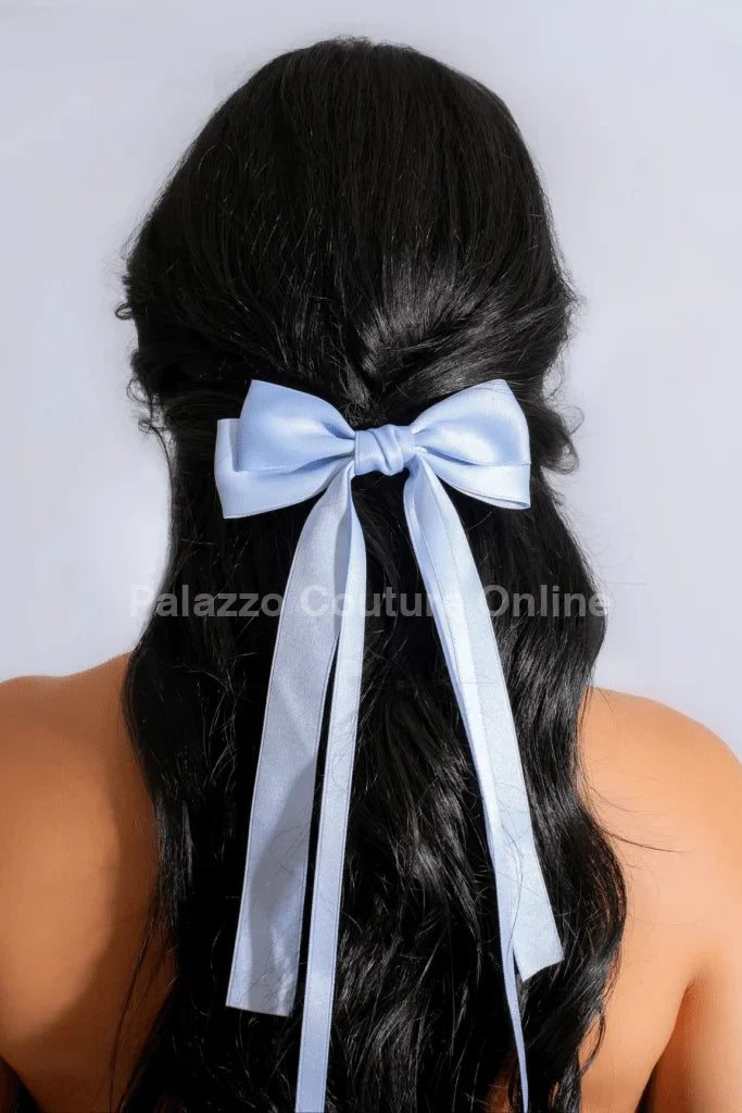 Luxury Double Ribbon Hair Bow  (Baby Blue)