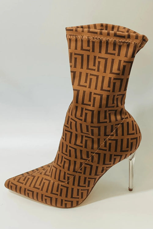 Maze Pattern Stiletto Ankle Boots