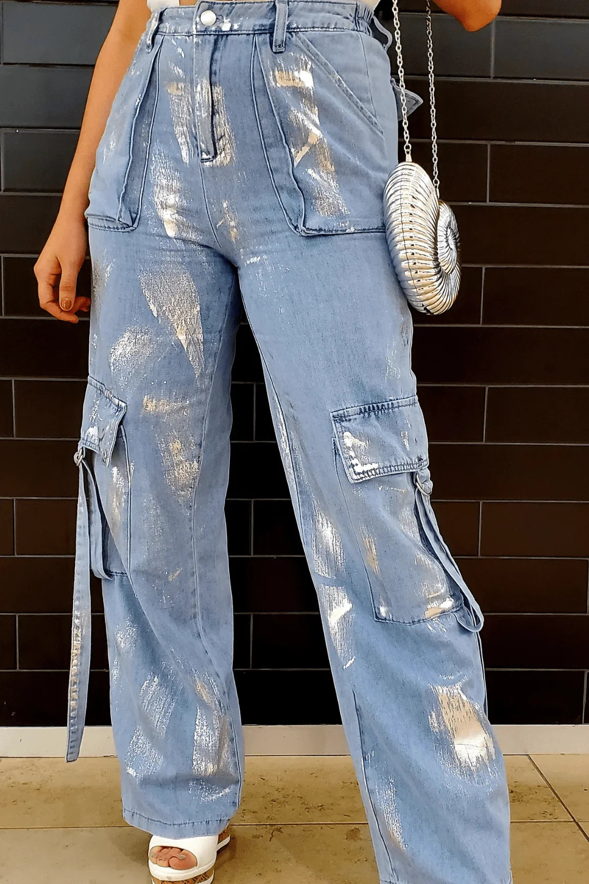 Memphis Girl Wide Leg Jeans with Elastic High Waist