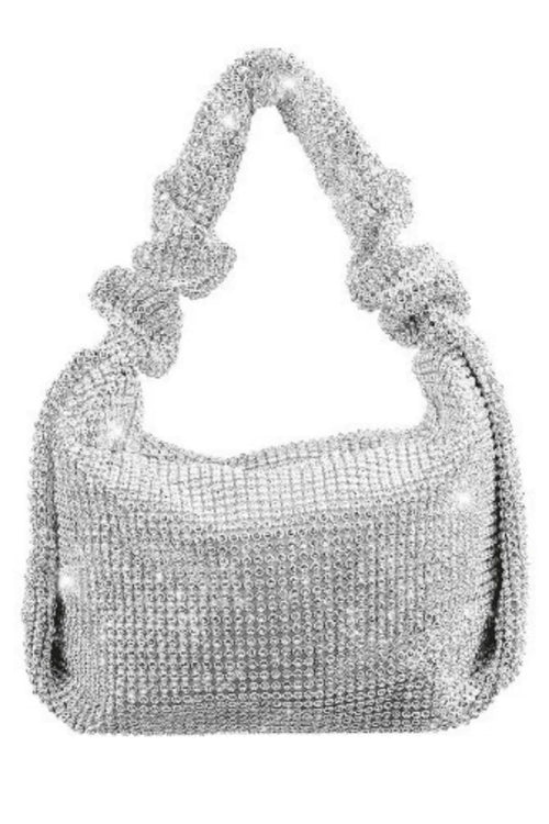 Metallic Mesh Purse Hobo Style (Silver)