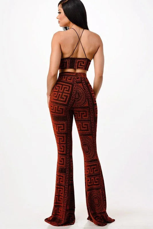 Metallic pant set Bralette with Stretch Fit