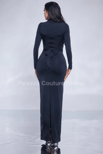 Midnight Allure Maxi Dress (Black)
